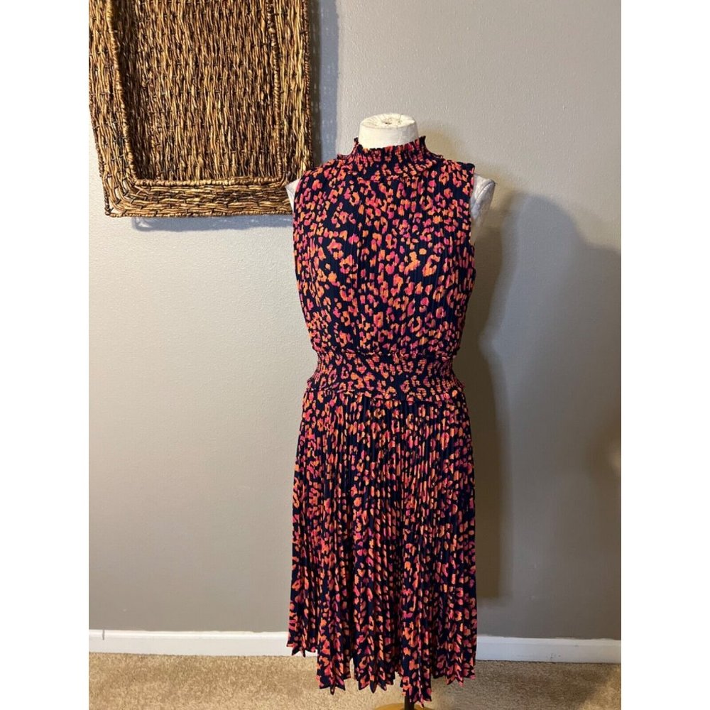 Nanette Lepore Navy Dress with Pink and Orange Leopard Print